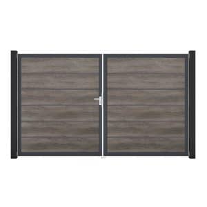 GroJa Tor 2-flg. Basicline Premium Monument Oak Rahmen 306 cm x 180 cm DIN Links