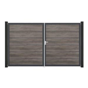 GroJa Tor 2-flg. Basicline Premium Monument Oak Rahmen 306 x 180 cm DIN Rechts