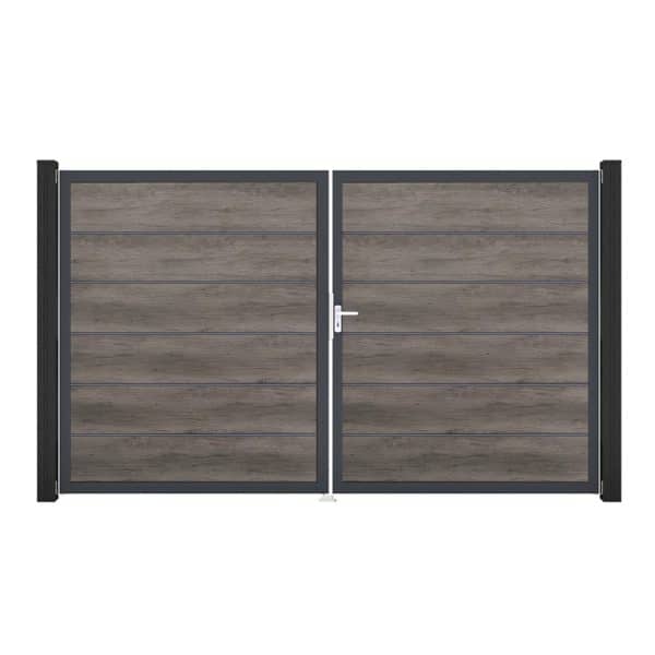 GroJa Tor 2-flg. Basicline Premium Monument Oak Rahmen 306 x 180 cm DIN Rechts