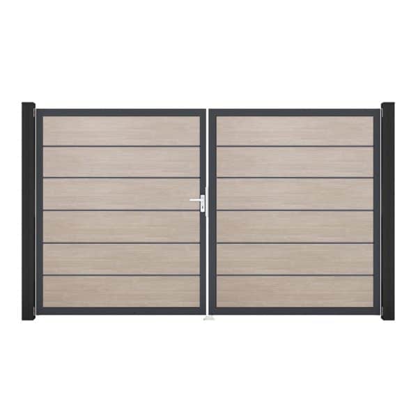 GroJa Tor 2-flg. Basicline Premium Sheffield Oak Rahmen 306 x 180 cm DIN Links