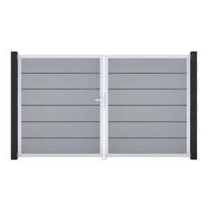 GroJa Tor 2-flg. Basicline Premium Silbergrau EV1 306 cm x 180 cm DIN Links