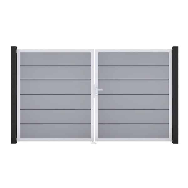 GroJa Tor 2-flg. Basicline Premium Silbergrau EV1 306 cm x 180 cm DIN Rechts
