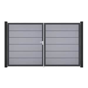 GroJa Tor 2-flg. Basicline Premium Silbergrau Rahmen 306 cm x 180 cm DIN Links