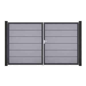 GroJa Tor 2-flg. Basicline Premium Silbergrau Rahmen 306 cm x 180 cm DIN Rechts
