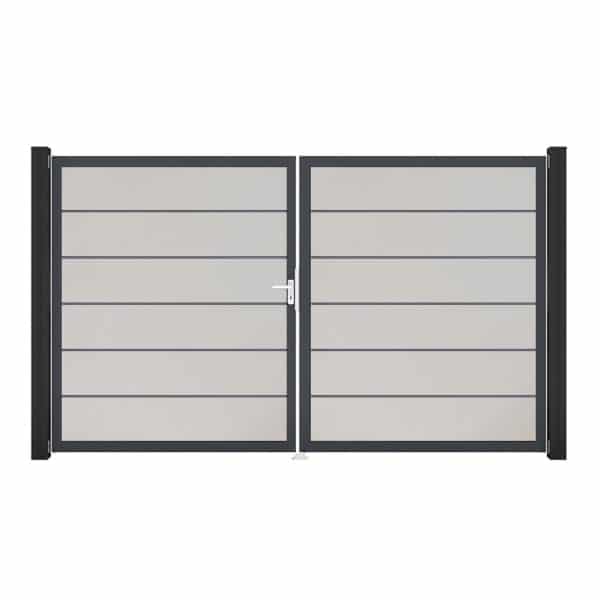 GroJa Tor 2-flg. Basicline Premium Weiß Rahmen DB703 306 cm x 180 cm DIN Links