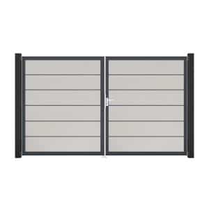 GroJa Tor 2-flg. Basicline Premium Weiß Rahmen DB703 306 cm x 180 cm DIN Rechts