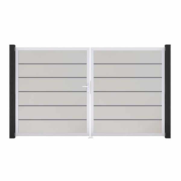 GroJa Tor 2-flg. Basicline Premium Weiß Rahmen EV1 306 cm x 180 cm DIN Links