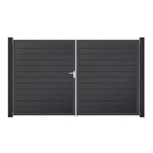 GroJa Tor 2-flg. Basicline Schmal Anthrazit Rahmen 306 cm x 180 cm DIN Links