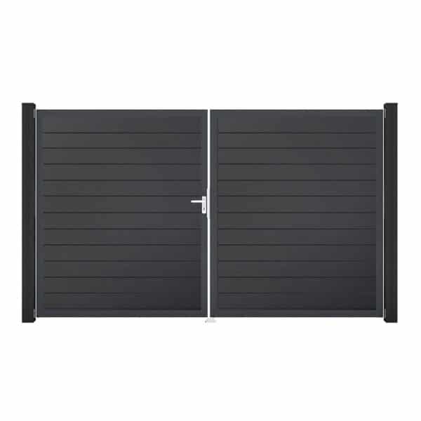 GroJa Tor 2-flg. Basicline Schmal Anthrazit Rahmen 306 cm x 180 cm DIN Links
