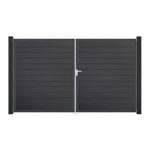 GroJa Tor 2-flg. Basicline Schmal Anthrazit Rahmen 306 cm x 180 cm DIN Rechts
