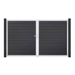 GroJa Tor 2-flg. Basicline Schmal Anthrazit Rahmen EV1 306 cm x 180 cm DIN Links