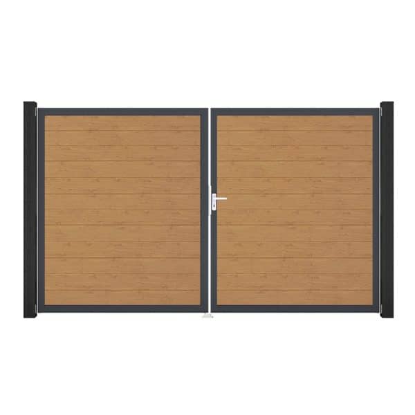 GroJa Tor 2-flg. Basicline Schmal Asteiche Natur 306 cm x 180 cm DIN Rechts