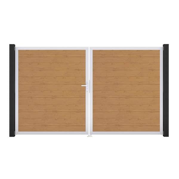 GroJa Tor 2-flg. Basicline Schmal Asteiche Natur EV1 306 cm x 180 cm DIN Links