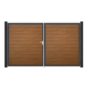 GroJa Tor 2-flg. Basicline Schmal Golden Oak Rahmen 306 cm x 180 cm DIN Links