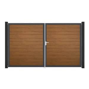 GroJa Tor 2-flg. Basicline Schmal Golden Oak Rahmen 306 cm x 180 cm DIN Rechts