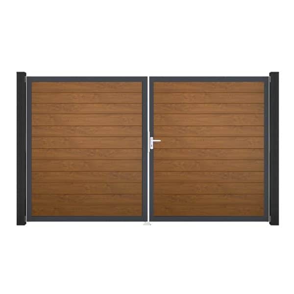 GroJa Tor 2-flg. Basicline Schmal Golden Oak Rahmen 306 cm x 180 cm DIN Rechts