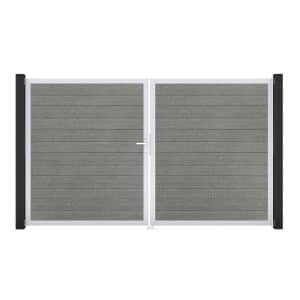 GroJa Tor 2-flg. Basicline Schmal Grey Ash Cut EV1 306 cm x 180 cm DIN Links