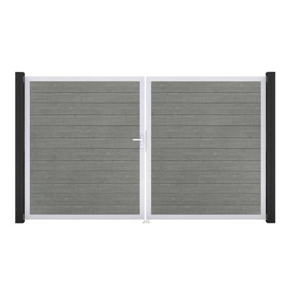 GroJa Tor 2-flg. Basicline Schmal Grey Ash Cut EV1 306 cm x 180 cm DIN Links