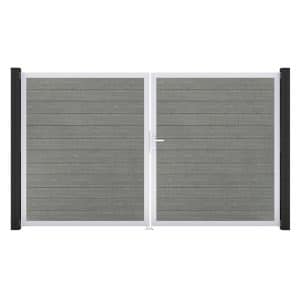 GroJa Tor 2-flg. Basicline Schmal Grey Ash Cut EV1 306 cm x 180 cm DIN Rechts
