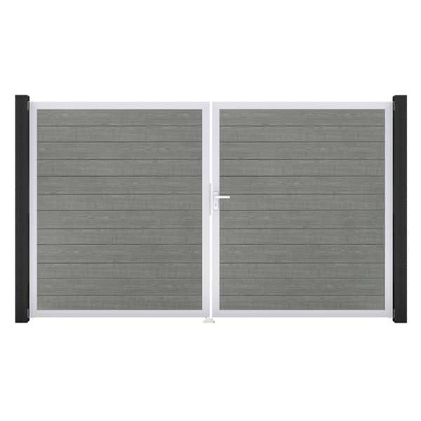 GroJa Tor 2-flg. Basicline Schmal Grey Ash Cut EV1 306 cm x 180 cm DIN Rechts