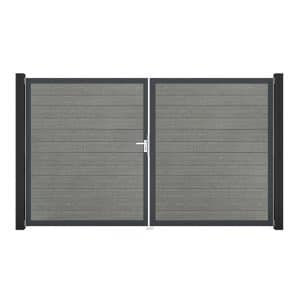 GroJa Tor 2-flg. Basicline Schmal Grey Ash Cut Rahmen 306 cm x 180 cm DIN Links