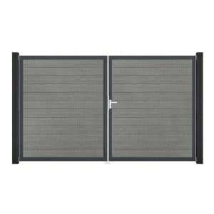 GroJa Tor 2-flg. Basicline Schmal Grey Ash Cut Rahmen 306 cm x 180 cm DIN Rechts