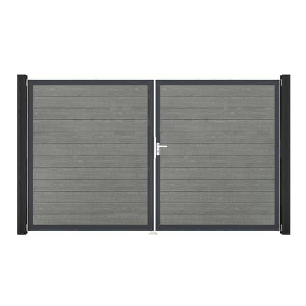 GroJa Tor 2-flg. Basicline Schmal Grey Ash Cut Rahmen 306 cm x 180 cm DIN Rechts