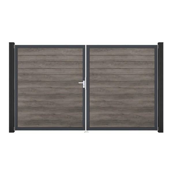 GroJa Tor 2-flg. Basicline Schmal Monument Oak Rahmen 306 cm x 180 cm DIN Links