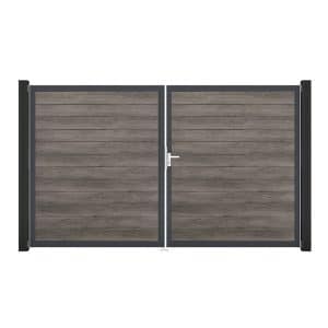 GroJa Tor 2-flg. Basicline Schmal Monument Oak Rahmen 306 cm x 180 cm DIN Rechts