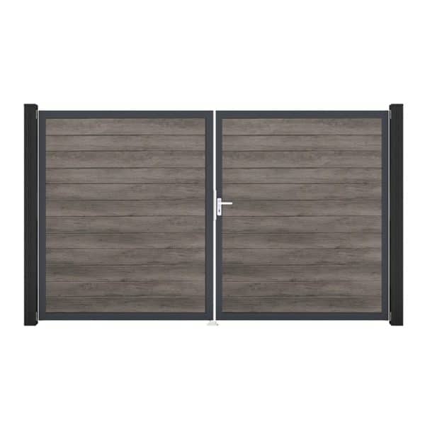 GroJa Tor 2-flg. Basicline Schmal Monument Oak Rahmen 306 cm x 180 cm DIN Rechts