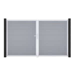 GroJa Tor 2-flg. Basicline Schmal Silbergrau EV1 306 cm x 180 cm DIN Links