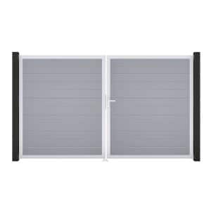 GroJa Tor 2-flg. Basicline Schmal Silbergrau EV1 306 cm x 180 cm DIN Rechts