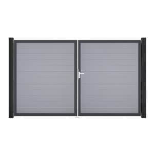 GroJa Tor 2-flg. Basicline Schmal Silbergrau Rahmen 306 cm x 180 cm DIN Rechts