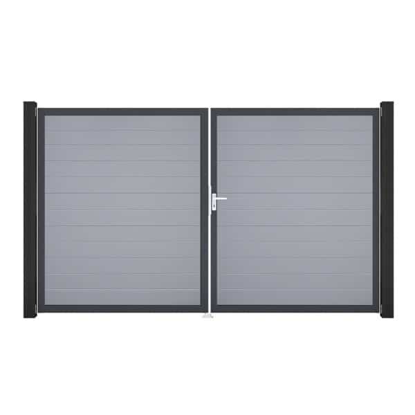 GroJa Tor 2-flg. Basicline Schmal Silbergrau Rahmen 306 cm x 180 cm DIN Rechts