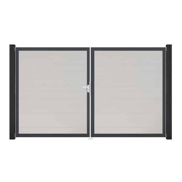 GroJa Tor 2-flg. Basicline Schmal Weiß Rahmen DB703 306 cm x 180 cm DIN Links