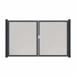 GroJa Tor 2-flg. Basicline Schmal Weiß Rahmen DB703 306 cm x 180 cm DIN Rechts