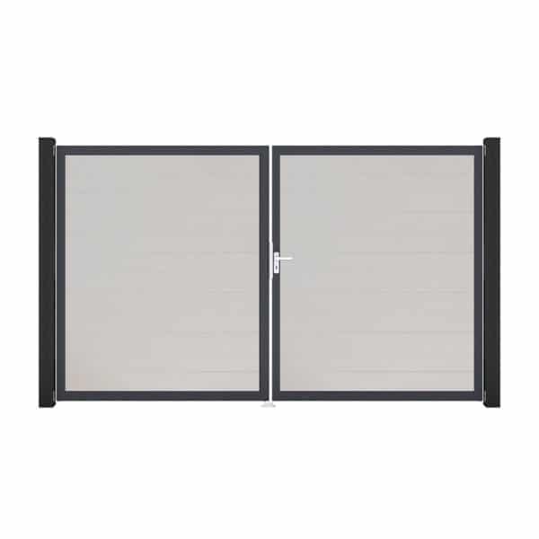 GroJa Tor 2-flg. Basicline Schmal Weiß Rahmen DB703 306 cm x 180 cm DIN Rechts