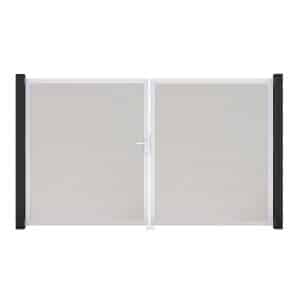 GroJa Tor 2-flg. Basicline Schmal Weiß Rahmen EV1 306 cm x 180 cm DIN Links