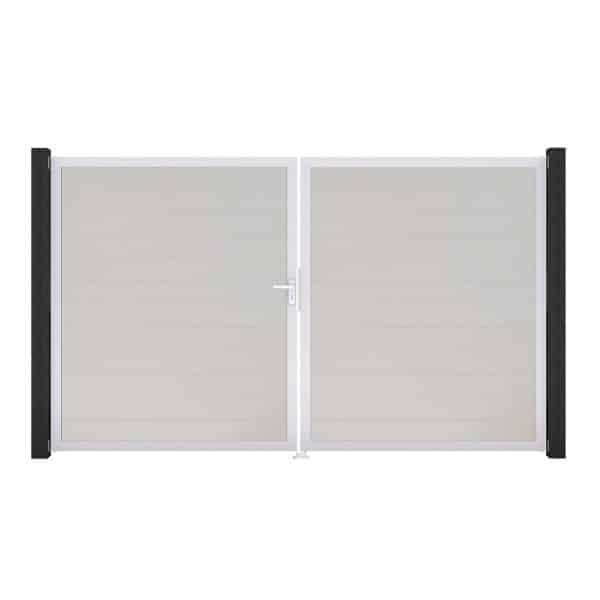 GroJa Tor 2-flg. Basicline Schmal Weiß Rahmen EV1 306 cm x 180 cm DIN Links
