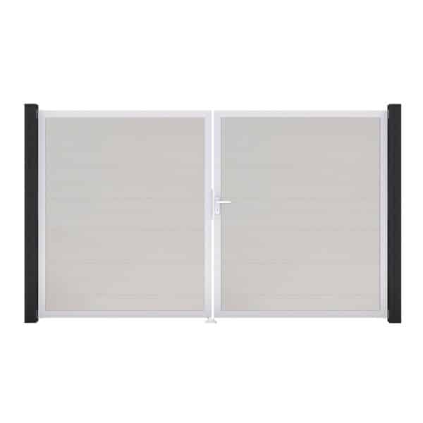 GroJa Tor 2-flg. Basicline Schmal Weiß Rahmen EV1 306 cm x 180 cm DIN Rechts