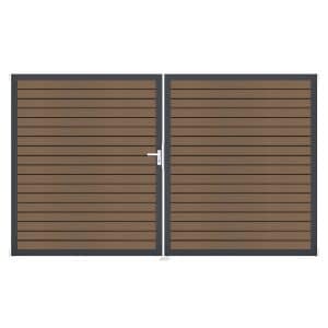 GroJa Tor 2-flg. Solid Rhombus Teak Co-E Rahmen 306 cm x 180 cm DIN Links