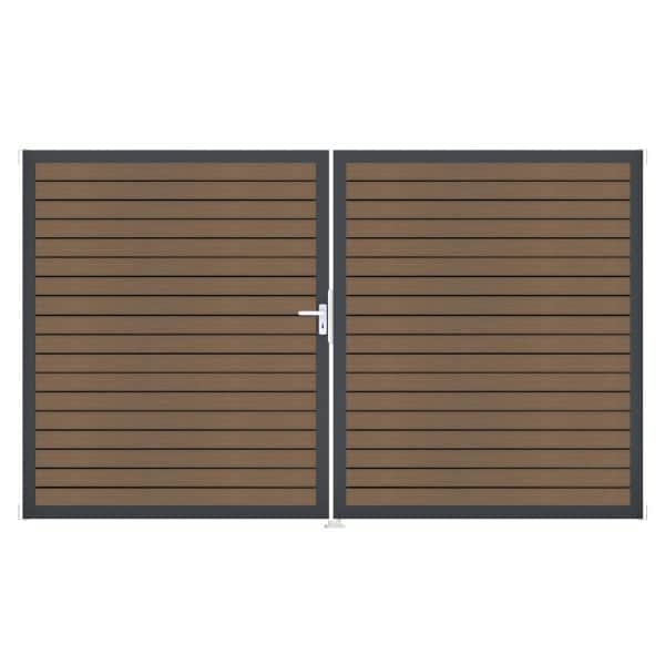 GroJa Tor 2-flg. Solid Rhombus Teak Co-E Rahmen 306 cm x 180 cm DIN Links