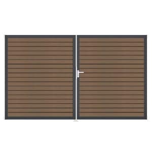 GroJa Tor 2-flg. Solid Rhombus Teak Co-E Rahmen 306 cm x 180 cm DIN Rechts