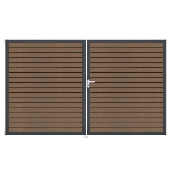 GroJa Tor 2-flg. Solid Rhombus Teak Co-E Rahmen 306 cm x 180 cm DIN Rechts