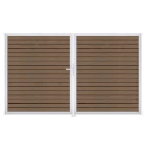 GroJa Tor 2-flg. Solid Rhombus Teak Co-E Rahmen EV 306 cm x 180 cm DIN Links