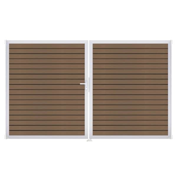 GroJa Tor 2-flg. Solid Rhombus Teak Co-E Rahmen EV 306 cm x 180 cm DIN Links
