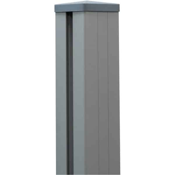 GroJaLumino Pfosten Silbergrau  9x9x240 cm inkl. Kappe zum Einbetonieren