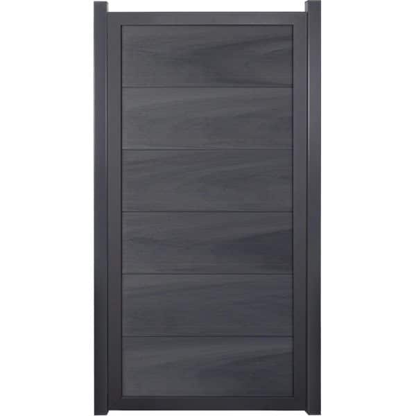 GroJaViento Zaunelement Steingrau co-extrudiert 90x180 cm Rahmen: Anthrazit