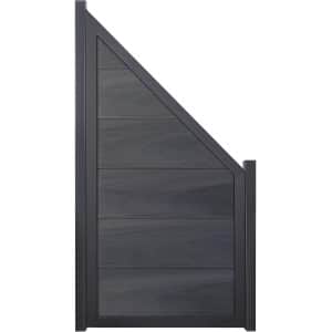 GroJaViento Zaunelement Steingrau co-extrudiert 90x180/90 cm Rahmen: Anthrazit