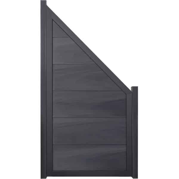 GroJaViento Zaunelement Steingrau co-extrudiert 90x180/90 cm Rahmen: Anthrazit